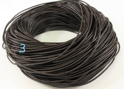 2.0 mm Round Leather Bead Stringing Cord Selling Per Foot, Soft Leather Round Cord, Leather Stringing Cord (325-Cord2mm)