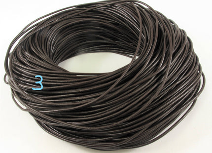 2.0 mm Round Leather Bead Stringing Cord Selling Per Foot, Soft Leather Round Cord, Leather Stringing Cord (325-Cord2mm)