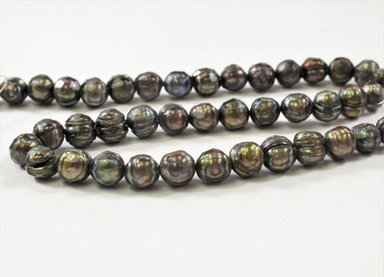 7-8 mm Faceted Potato Freshwater Pearl Beads Dark Peacock OR Medium Champagne, Rare Genuine Cultured Faceted Pearl Beads #356