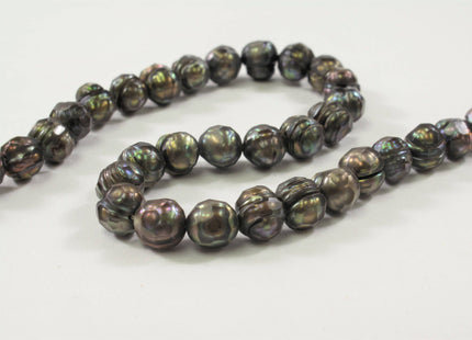 7-8 mm Faceted Potato Freshwater Pearl Beads Dark Peacock OR Medium Champagne, Rare Genuine Cultured Faceted Pearl Beads #356