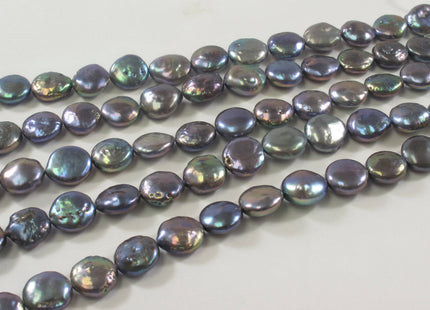 10-11mm AA Coin FreshwaterPearl Natural White Peacock 9-10mm Silver Genuine Cultured High Luster Flat Coin Pearls #381