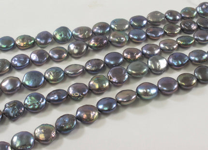 10-11mm AA Coin FreshwaterPearl Natural White Peacock 9-10mm Silver Genuine Cultured High Luster Flat Coin Pearls #381