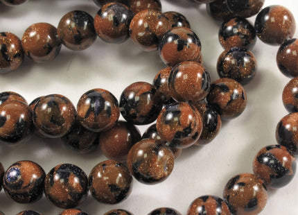 8 mm Smooth Round Blue Brown Gold Sand Stone Semi Precious Beads, Natural Gemstone Beads, Round Natural Gold Sand Stone Beads #407