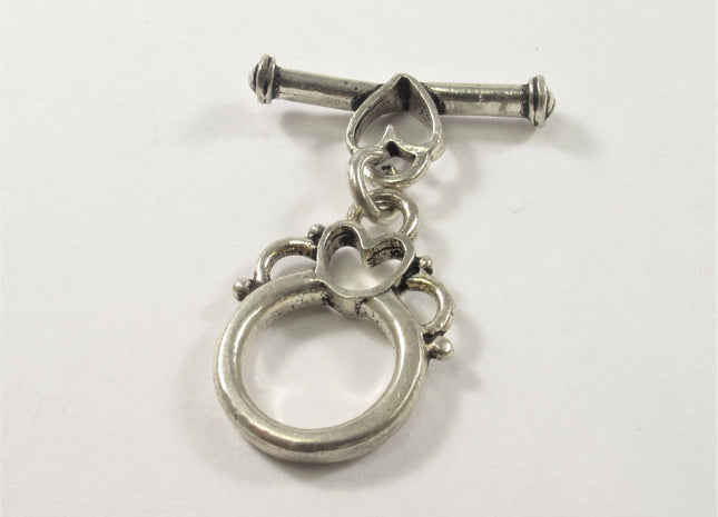Antique Bali Style 925 Sterling Toggle Clasp Limited Edition Vintage Style Sterling Silver Finding Toggle Clasp, Silver Toggles (443-SCLMIX)