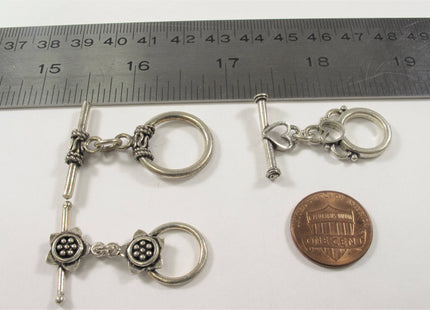 Antique Bali Style 925 Sterling Toggle Clasp Limited Edition Vintage Style Sterling Silver Finding Toggle Clasp, Silver Toggles #443