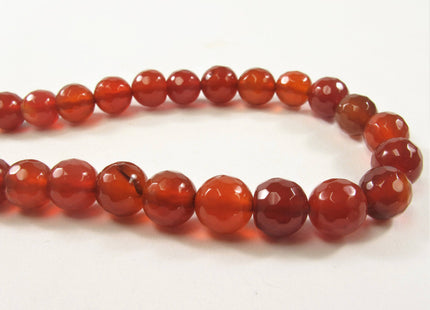 8 mm Faceted Round Natural Color Carnelian Beads, July Birthstone, Natural Gemstone Beads, Natural Carnelian Beads #483
