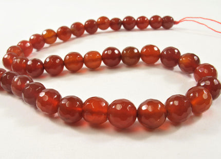 8 mm Faceted Round Natural Color Carnelian Beads, July Birthstone, Natural Gemstone Beads, Natural Carnelian Beads #483
