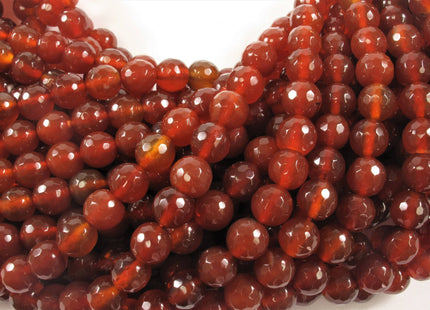 8 mm Faceted Round Natural Color Carnelian Beads, July Birthstone, Natural Gemstone Beads, Natural Carnelian Beads #483