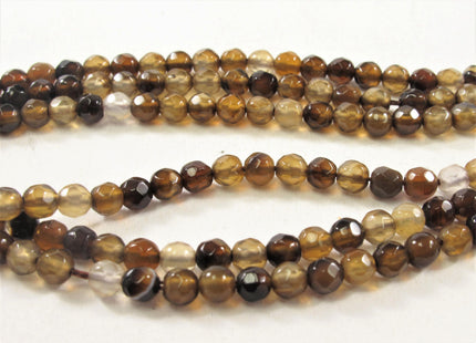 WHOLESALE 3mm 4mm Faceted Round Coffee Brown Agate Gemstone Beads, Natural Gemstone Beads Round Faceted Brown Coffee Agate Beads #506