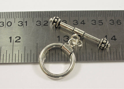 19 mm Antique Bali Style 925 Sterling Toggle Clasp, Vintage Style Sterling Silver Finding Toggle Clasp, Silver Toggle Clasp #10333