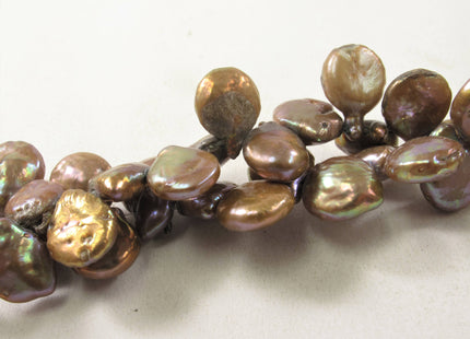 8-9 x 10-11 mm Top Drilled Teardrop Coin Freshwater Pearl Beads Yellow OR Mauve Brown, Genuine Cultured Coin Pearl Beads #582