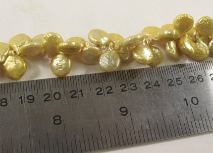 8-9 x 10-11 mm Top Drilled Teardrop Coin Freshwater Pearl Beads Yellow OR Mauve Brown, Genuine Cultured Coin Pearl Beads #582