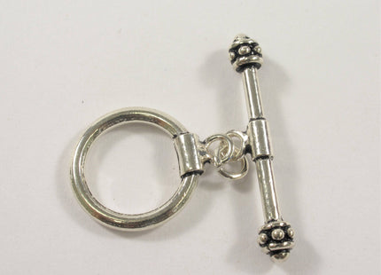 19 mm Antique Bali Style 925 Sterling Toggle Clasp, Vintage Style Sterling Silver Finding Toggle Clasp, Silver Toggle Clasp #10333