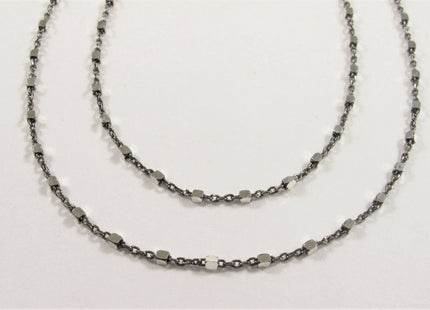 18 inch .925 Oxidized Sterling Silver Chain Necklace,Genuine Solid Sterling Silver Chain Necklace with Silver Square Bead Accent #628