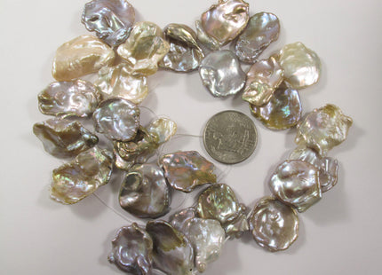 18-22 x30 mm Limited Rare Irregular Keishi Natural Seaweed Freshwater Pearl Beads,Genuine Natural Cultured Pearls - 2 PCS #691
