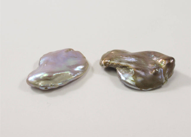 18-22 x30 mm Limited Rare Irregular Keishi Natural Seaweed Freshwater Pearl Beads,Genuine Natural Cultured Pearls - 2 PCS #691