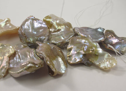 18-22 x30 mm Limited Rare Irregular Keishi Natural Seaweed Freshwater Pearl Beads,Genuine Natural Cultured Pearls - 2 PCS #691