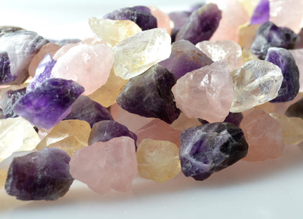 Natural Mixed Raw Mixed Amethyst Citrine and Rose Quartz Natural Color Rough Nugget Shape Size Approx. 18-25mm #2001