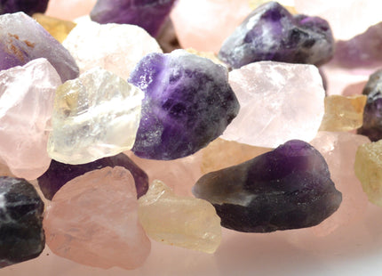 Natural Mixed Raw Mixed Amethyst Citrine and Rose Quartz Natural Color Rough Nugget Shape Size Approx. 18-25mm #2001