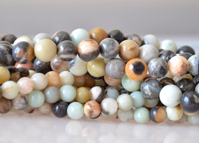 Flower Amazonite Semi Precious Stone Beads Natural Color Natural Amazonite Beads Size 8 and 10mm 16 inches # 2005