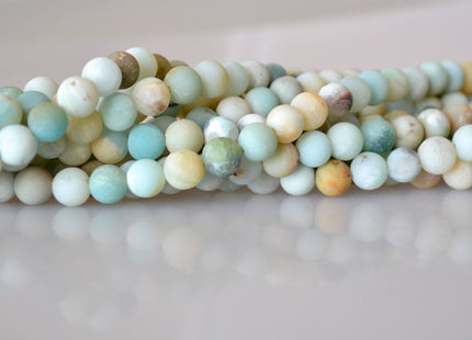 Natural Light Blue and Flower Amazonite Gemstone Matt Beads Natural Color Round Shape Size 8mm #2020