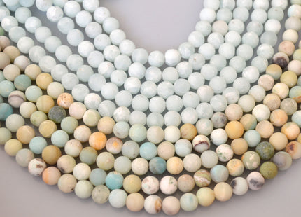 Natural Light Blue and Flower Amazonite Gemstone Matt Beads Natural Color Round Shape Size 8mm #2020