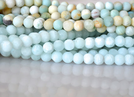 Natural Light Blue and Flower Amazonite Gemstone Matt Beads Natural Color Round Shape Size 8mm #2020