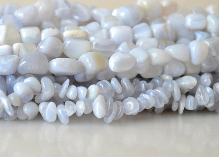 Natural Gemstone Chalcedony Beads Nutural Blue Color Nugget and Chips Shape Size Approx. 10x12mm and 5-6x8-10mm #2022