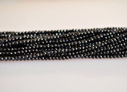 2 mm Faceted Round Tiny Black Spinel Gemstone Beads 13 Inches strand #2026