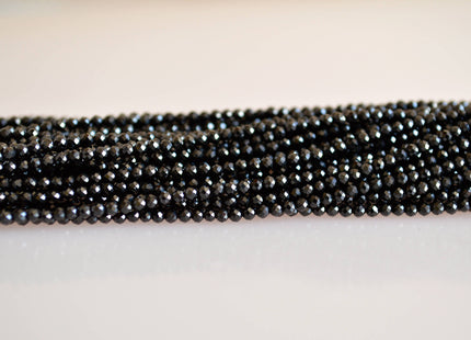 2 mm Faceted Round Tiny Black Spinel Gemstone Beads 13 Inches strand #2026