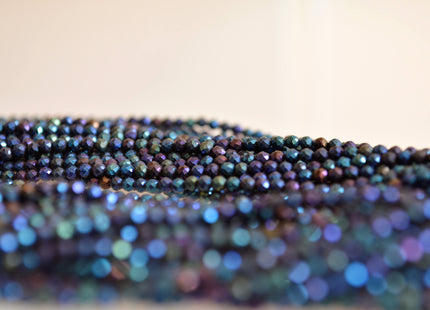 2mm AAA Tiny Semi Precious Spinel Gemstone Beads Rainbow Blue Green Pink Color Faceted Round Shape 13 Inches Strand #2027