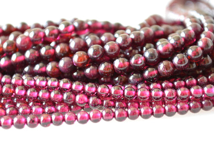 2mm 3mm 4mm AAA Natural Smooth Round Garnet Beads #2032