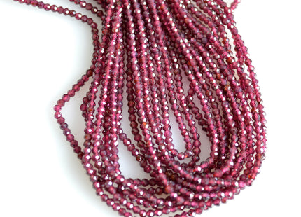 2mm Faceted Round Tiny Red Garnet Gemstone Beads 13 Inches Strand #2037