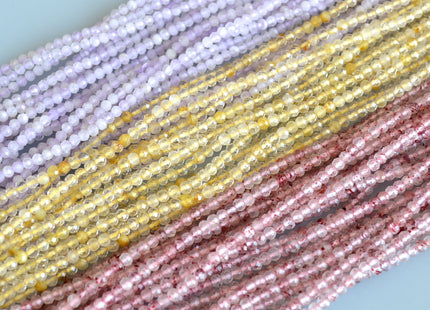 2-2.5 mm Tiny Gemstone Beads Strawberry Quartz Lavender Quartz and Golden-Rutileted Quartz Faceted Round Shape Size 2-2.5mm #2041