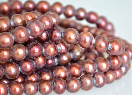 8mm Large Hole Half Strand Freshwater Pearls Round/Potato Shape 2.2mm Hole Brown/Reddish and Brown/Golddish Color #706