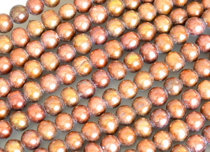 8mm Large Hole Half Strand Freshwater Pearls Round/Potato Shape 2.2mm Hole Brown/Reddish and Brown/Golddish Color #706