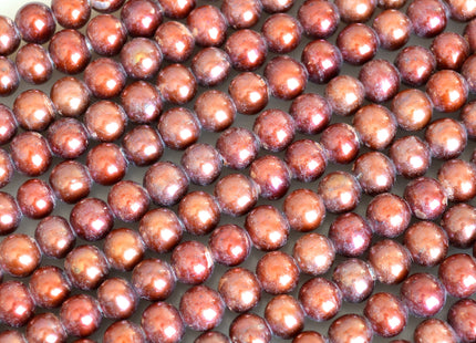 8mm Large Hole Half Strand Freshwater Pearls Round/Potato Shape 2.2mm Hole Brown/Reddish and Brown/Golddish Color #706