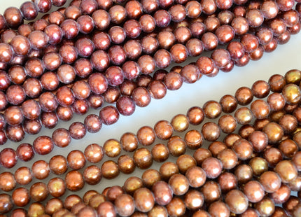 8mm Large Hole Half Strand Freshwater Pearls Round/Potato Shape 2.2mm Hole Brown/Reddish and Brown/Golddish Color #706