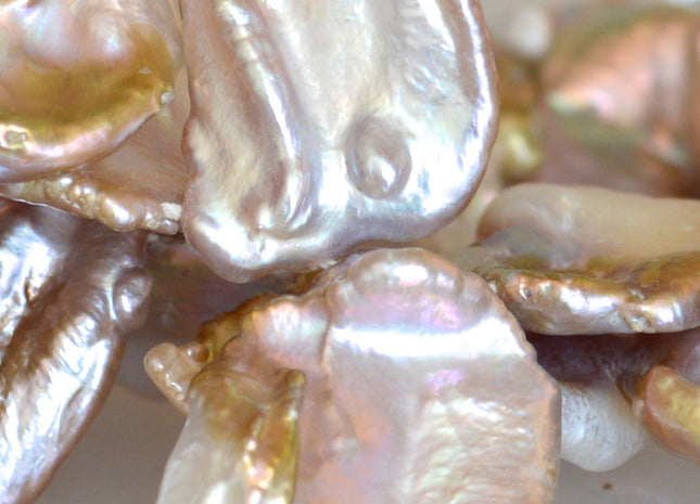2pc 18-22 x 25x28 mm Limited Edition Rare Irregular Keishi Natural Pink Freshwater Pearl Beads #713