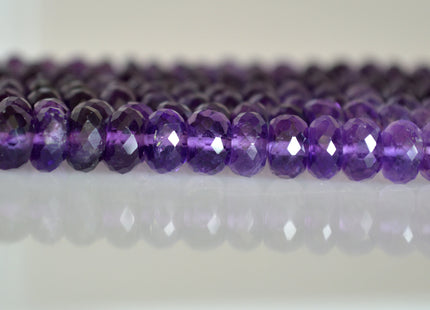 6mm 7mm 8mm AAA Top Quality 100% Natural Faceted Rondelle Amethyst Gemstone Beads Genuine Natural Amethyst Beads 8 Inches Strand #2082
