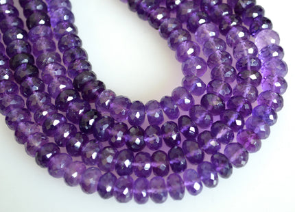 6mm 7mm 8mm AAA Top Quality 100% Natural Faceted Rondelle Amethyst Gemstone Beads Genuine Natural Amethyst Beads 8 Inches Strand #2082