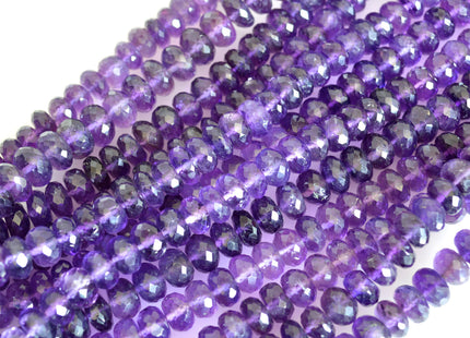 6mm 7mm 8mm AAA Top Quality 100% Natural Faceted Rondelle Amethyst Gemstone Beads Genuine Natural Amethyst Beads 8 Inches Strand #2082