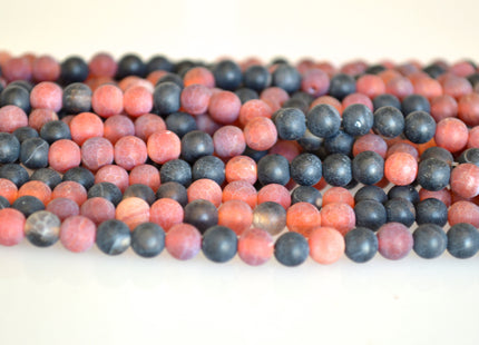 Natural Carnelian and Black Onyx Gemstone Matte Beads Natural Color Round Shape Size 6-7mm #2083