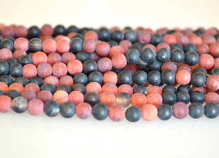 Natural Carnelian and Black Onyx Gemstone Matte Beads Natural Color Round Shape Size 6-7mm #2083