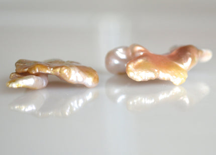 2pc 18-22 x 25x28 mm Limited Edition Rare Irregular Keishi Natural Pink Freshwater Pearl Beads #713
