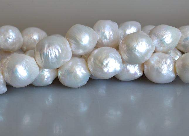 15-17 mm AAAAA Jumbo Baroque Natural White Freshwater Pearls Super High Luster Large White Baroque Pearls #716