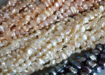 Biwa Stick Freshwater Pearl Beads White Pink and Peacock Color Size Approx.8x10mm to 10x13mm #718