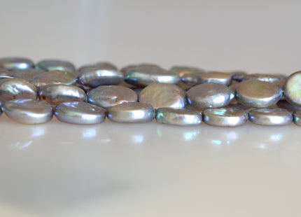 12x14-16 mm AA Freshwater Pearl Oval Coin Silver/Gray and Brown Color Cultured Pearl #143