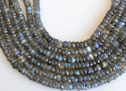 3x5-6mm Natural Semi Precious Gemstone Rainbow Labradorite Beads Natural Blue Flash Labradorite Faceted Rondelle Beads 10 Inches # 2086