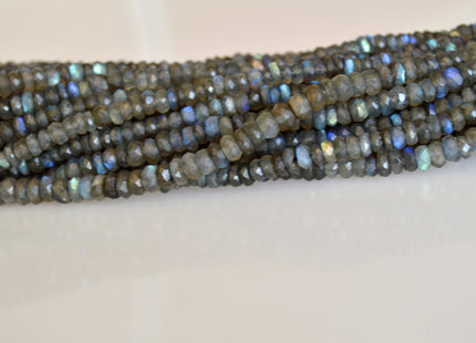 3x5-6mm Natural Semi Precious Gemstone Rainbow Labradorite Beads Natural Blue Flash Labradorite Faceted Rondelle Beads 10 Inches # 2086